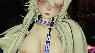 Watch this cyber babe striptease and get her clothes ripped for fucking