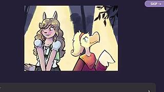 two chicks dive into furry strip poker game fun