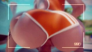 overwatch tracer rides cock on public beach