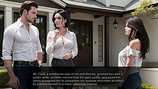 maid plays dirty fantasies with big cock group in 3 some.