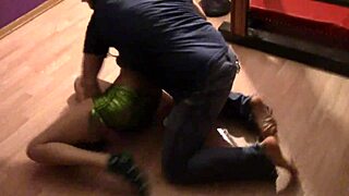 European young teen in thong and panties shows sexy legs