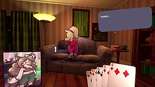 Hey, check these 2 chicks in furry strip poker action