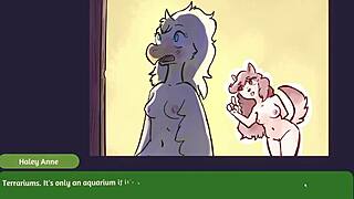 two chicks dive into furry strip poker game fun