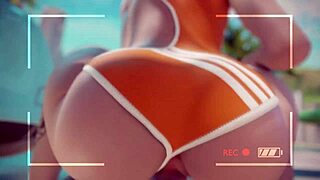 overwatch tracer rides cock on public beach