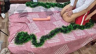 Sucking my stepmom's big ass pussy for Christmas, what a treat!