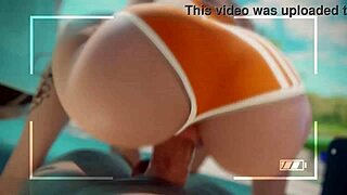 overwatch tracer rides cock on public beach