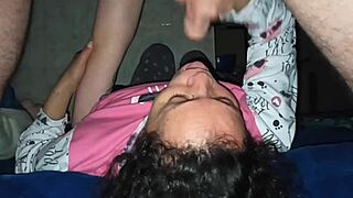 Mature Latina MILF sucks cock and rims son's friend hard.