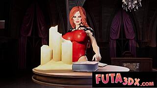 Futa3dx shows hot redhead summoning blonde big-dicked futa succubus for wild fucking