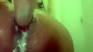 Shower session with a toy.