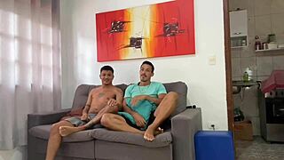 i fucked my big-dicked friend bareback in the living room