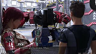 3D cartoon game with a half-robot girl and huge boobs