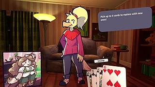 Hey, check these 2 chicks in furry strip poker action