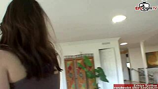 Slim Brunette Teen Seduces with Small Tits for Big Cock