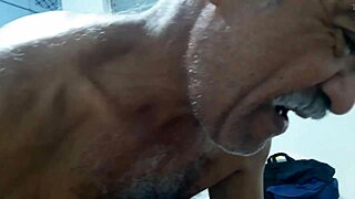 Fat old man meeting passive chubby guy