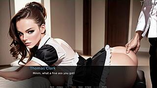 maid plays dirty fantasies with big cock group in 3 some.