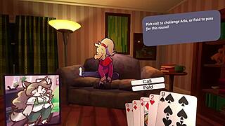 Hey, check these 2 chicks in furry strip poker action