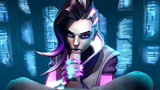 overwatch sombra hmv turns into a brand new bitch with blowjob and sex