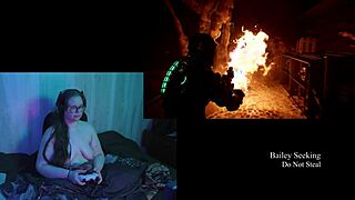 Watch this naked brunette bbw play deadspace with big natural tits bouncing.
