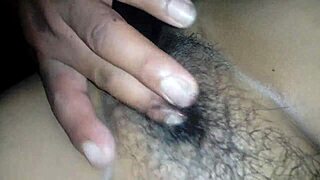 My wife arches, offering her ass and hairy vagina.