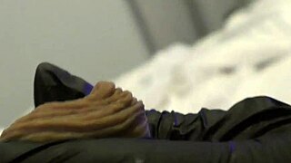 homemade european milf plays with foreskin in latex gloves for fetish handjob 😈