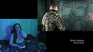 Watch this naked brunette bbw play deadspace with big natural tits bouncing.