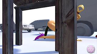 3DGSpot - Busty Blonde Bimbo in 3D Animation Fucks All Holes with Toys