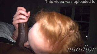 Horny BBW redhead Mia Dior eagerly gobbles big black cock