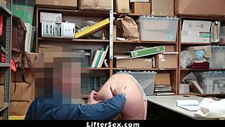 Suspect gets caught in shop and punished with doggystyle sex by officer.