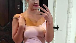 Mia Piper, aka Hazel Grace, strips and masturbates intensely in front of a mirror.