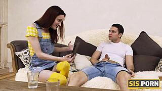 Hey, tricky guy scores a hot twosome with naive stepsister's tight pussy