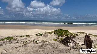 the slut asks for sunscreen, gets wet, and he cums in my mouth during nature sex - full on sheer