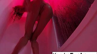 Kendra Cole masturbates wildly in the shower, her skinny brunette body soaking wet!