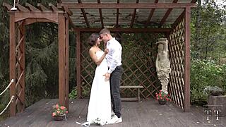 Fucking at wedding part 1, banging the bride before the ceremony in wild outdoor action