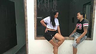 lesbian lovers distract at motel, licking pussies to orgasm