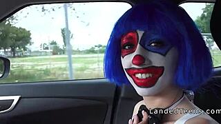 so this clown teen was just sucking cock outdoors in a wild pov scene