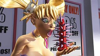 3DGSpot - Busty Blonde Bimbo in 3D Animation Fucks All Holes with Toys