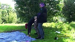 German Redhead Teen in Public Outdoor Anal. Hardcore Pussy Action Next Door!