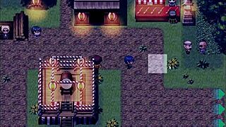 Check out tanned Natsuki in hentai game getting creampied in public!