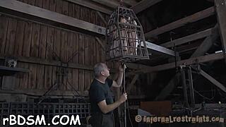 She undergoes sadomasochism training with bound pussy and blowjob