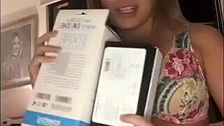 Blonde girlfriend masturbates in quarantine