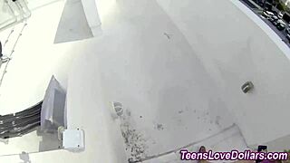 Teen gets slammed hard in a steamy bathroom encounter.