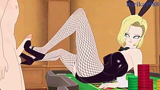 Android 18 ve Chi-Chi tavşan kızlar vahşi Dragon Ball hentaisinde