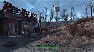 Fallout 4 features power armor in an exciting game scenario with a brunette character