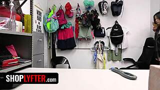 Bratty Japanese girl thief caught by security. Will she get stripped and banged hard?