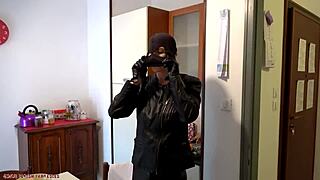 i feel the lesbian domina fucking me in leather strap-on missionary