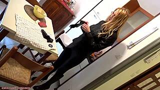 i feel the lesbian domina fucking me in leather strap-on missionary