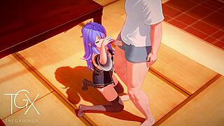 Roxy fucks in anime hentai game positions