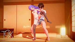 Roxy fucks in anime hentai game positions