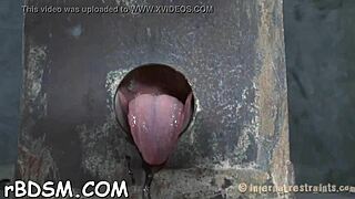 Clamped sweetheart gets hooked in anal with toy