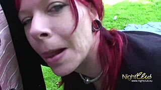 German Redhead Teen in Public Outdoor Anal. Hardcore Pussy Action Next Door!